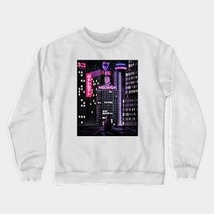 View of Meowcity | Neon Style | Meowsik Crewneck Sweatshirt